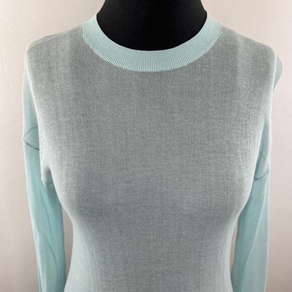 J BRAND Green Cotton Blend Crewneck Long Sleeve Pullover Lightweight Knit Top S - Picture 3 of 8